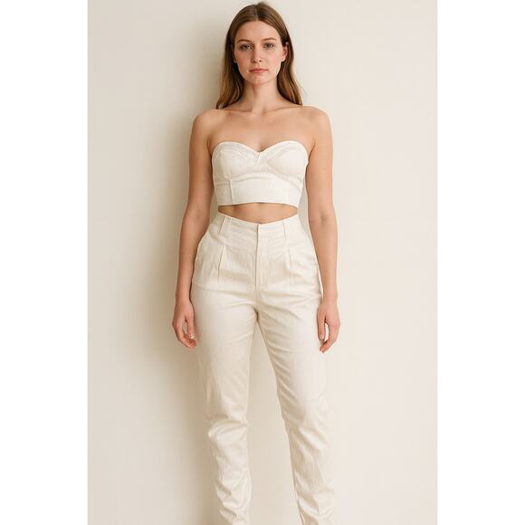 RTA Ivory Matching Bustier & High Waist Pant Set Size 8 NWT - Picture 1 of 8